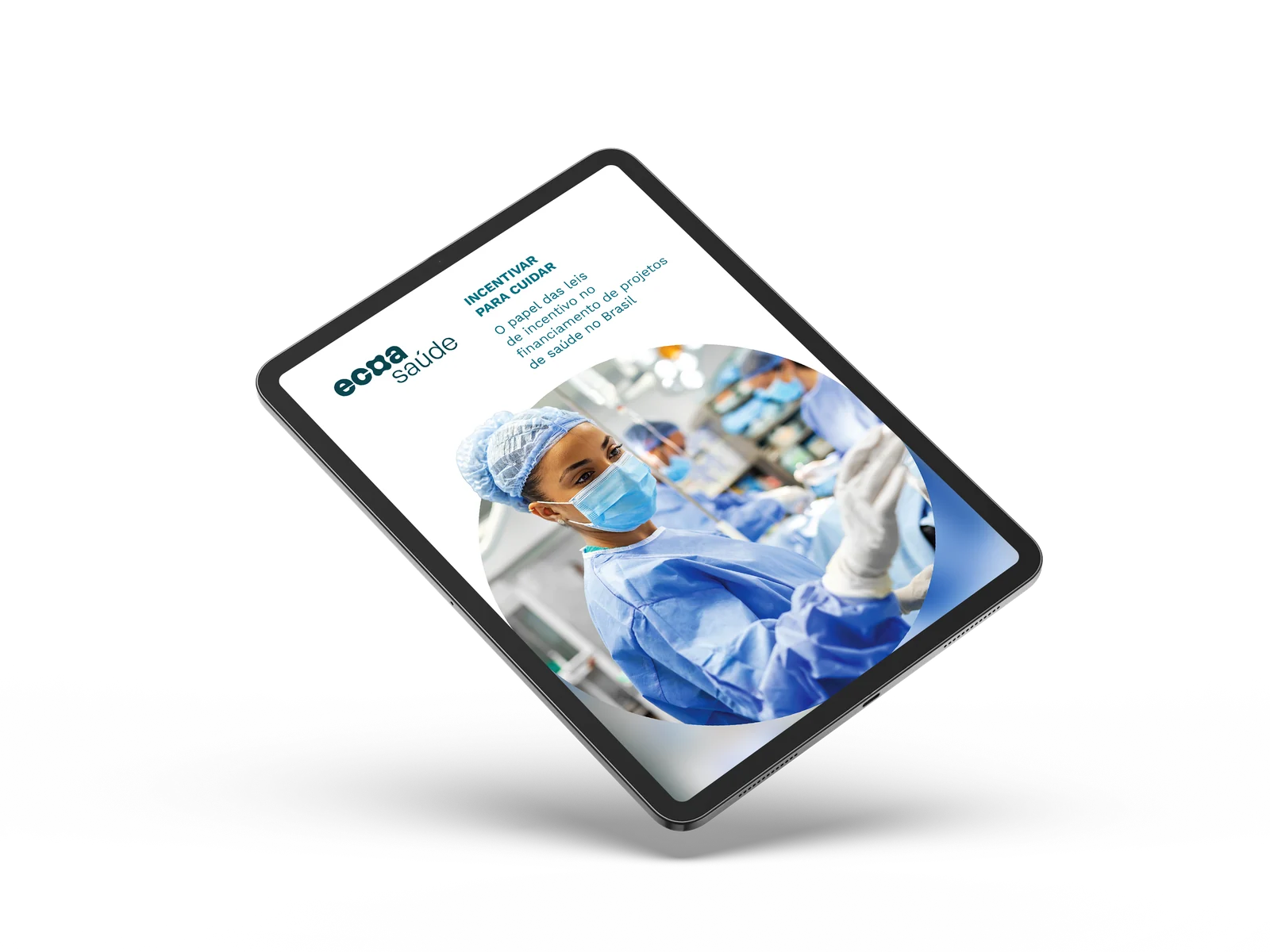Capa do estudo "Incentivar para Cuidar" exibida em tablet